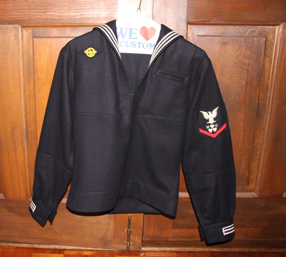 Vintage  US Navy Uniform Wool Cracker Jack Top Gold Eagel & MO Propeller Patch