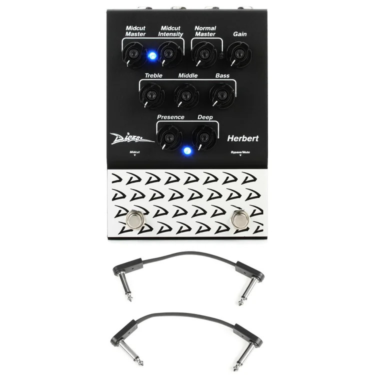Diezel Herbert Pedal 2-channel Overdrive and Preamp with EBS Patch Cables