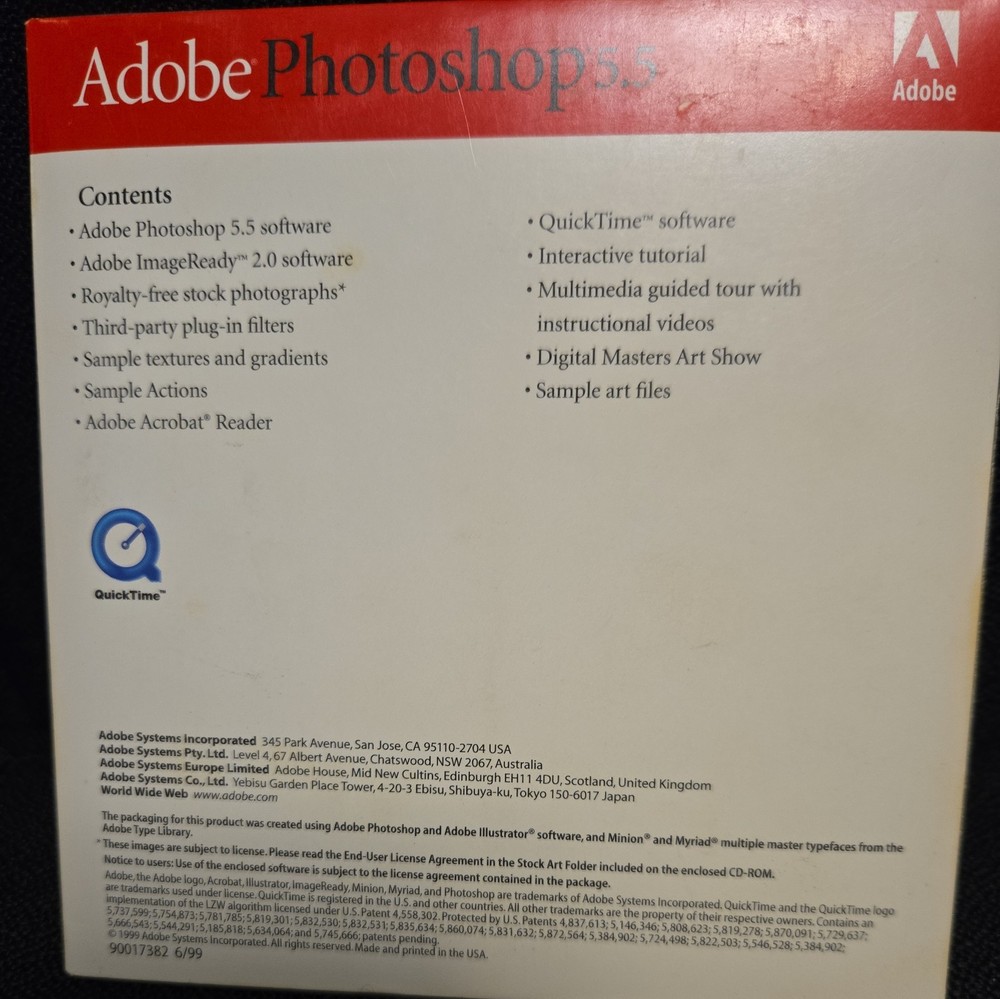 Adobe Photoshop 5.5 Windows Version 2 Disc Set w/ Training CD & Serial Number