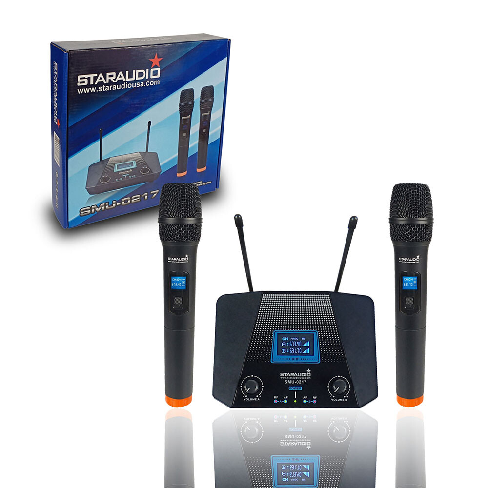 2 Channel UHF Wireless Microphone System 2CH UHF Handheld Microphone Studio Mic