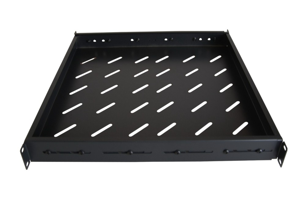 Fixed Server Rack Shelf 1U 19" 4 Post Mount Adjustable 17"-33" Extension Vented