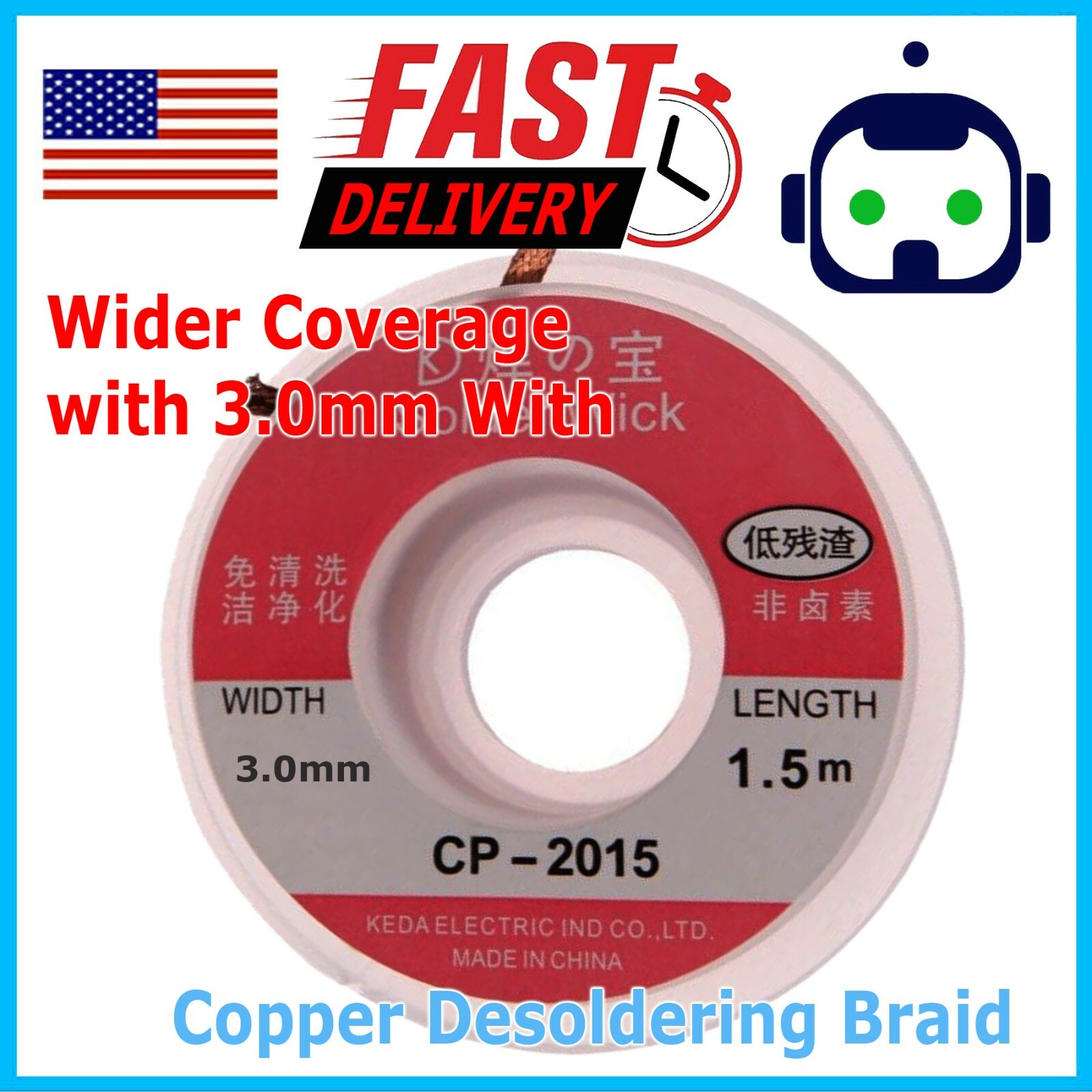 1 PCS 5ft 3.0 3.5mm Desoldering Braid Solder Remover Sucker Flux Wick Cable Wire