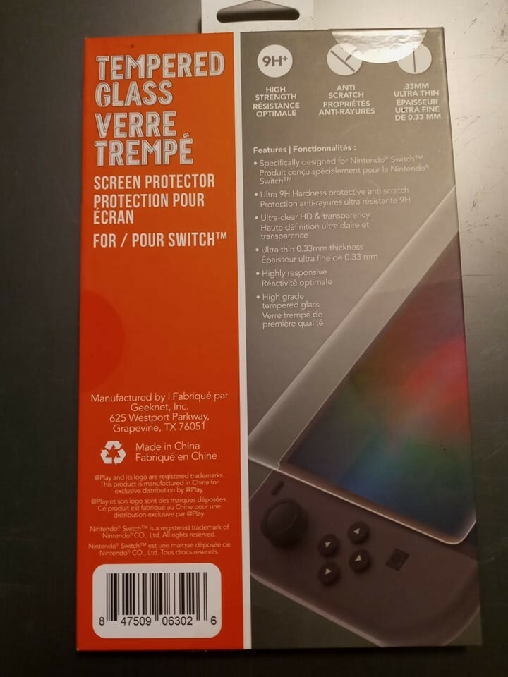 @play tempered glass screen protector for Nintendo switch