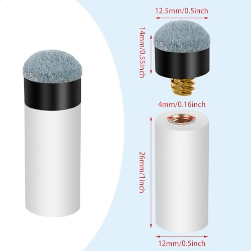 10 Sets Pool Cue Tips Replacement Kit Screw On Pool Stick Tips White Billiard