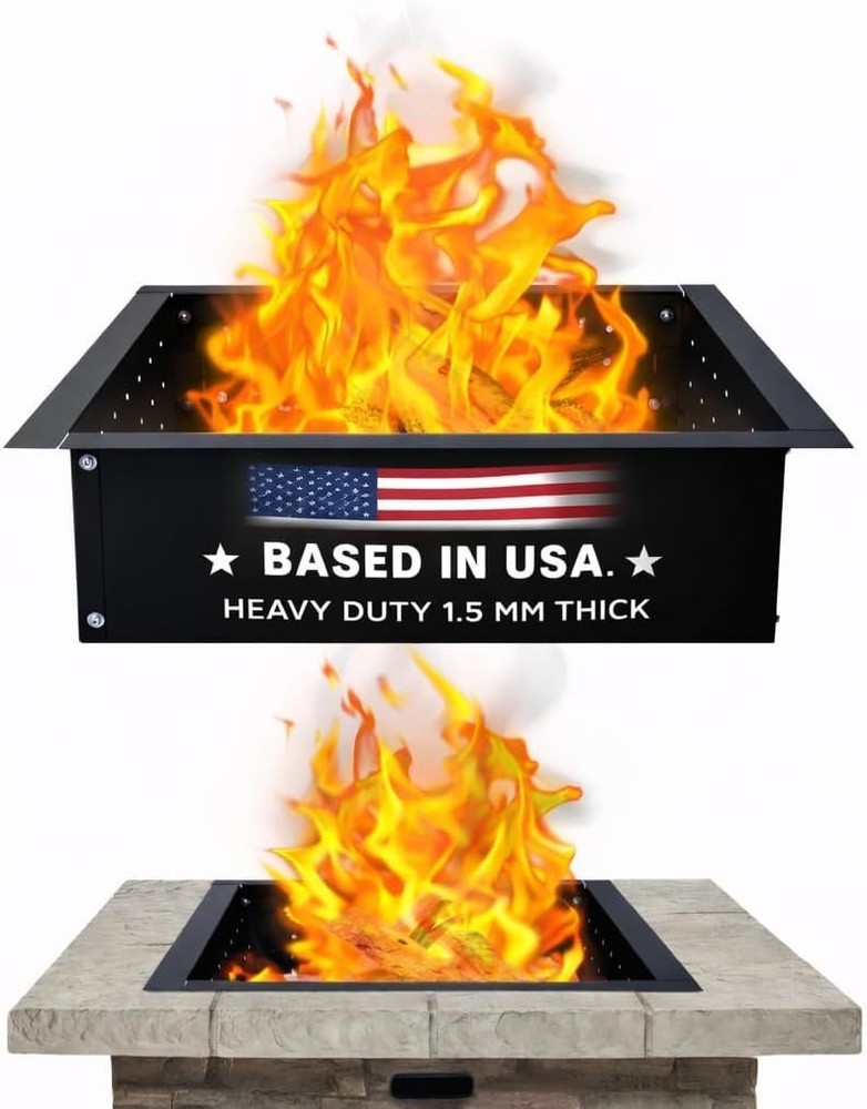 FEBTECH Smokeless Fire Pit Insert Square  29" OD & 25" ID with Air Vents