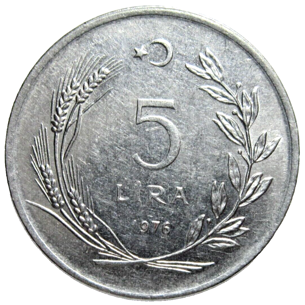 TURKEY. 5 LIRA, 1976.