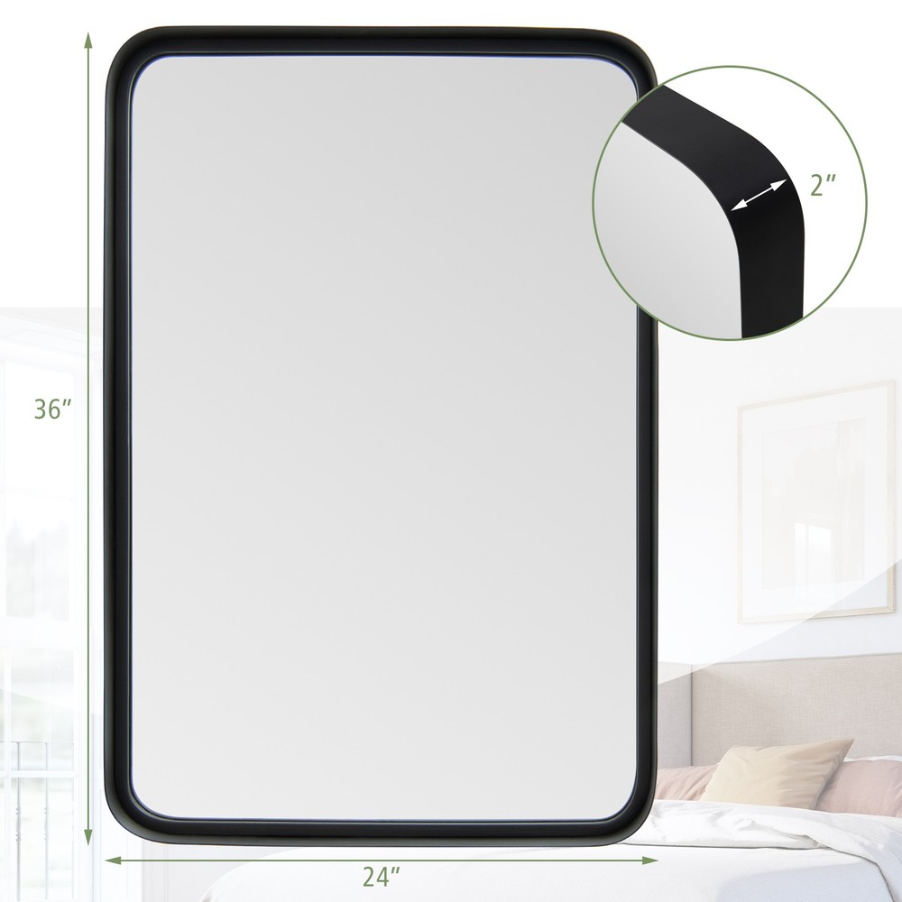 36"X24" Wall Mount Bathroom Mirror Rectangular Vanity Mirror Vertical Horizontal