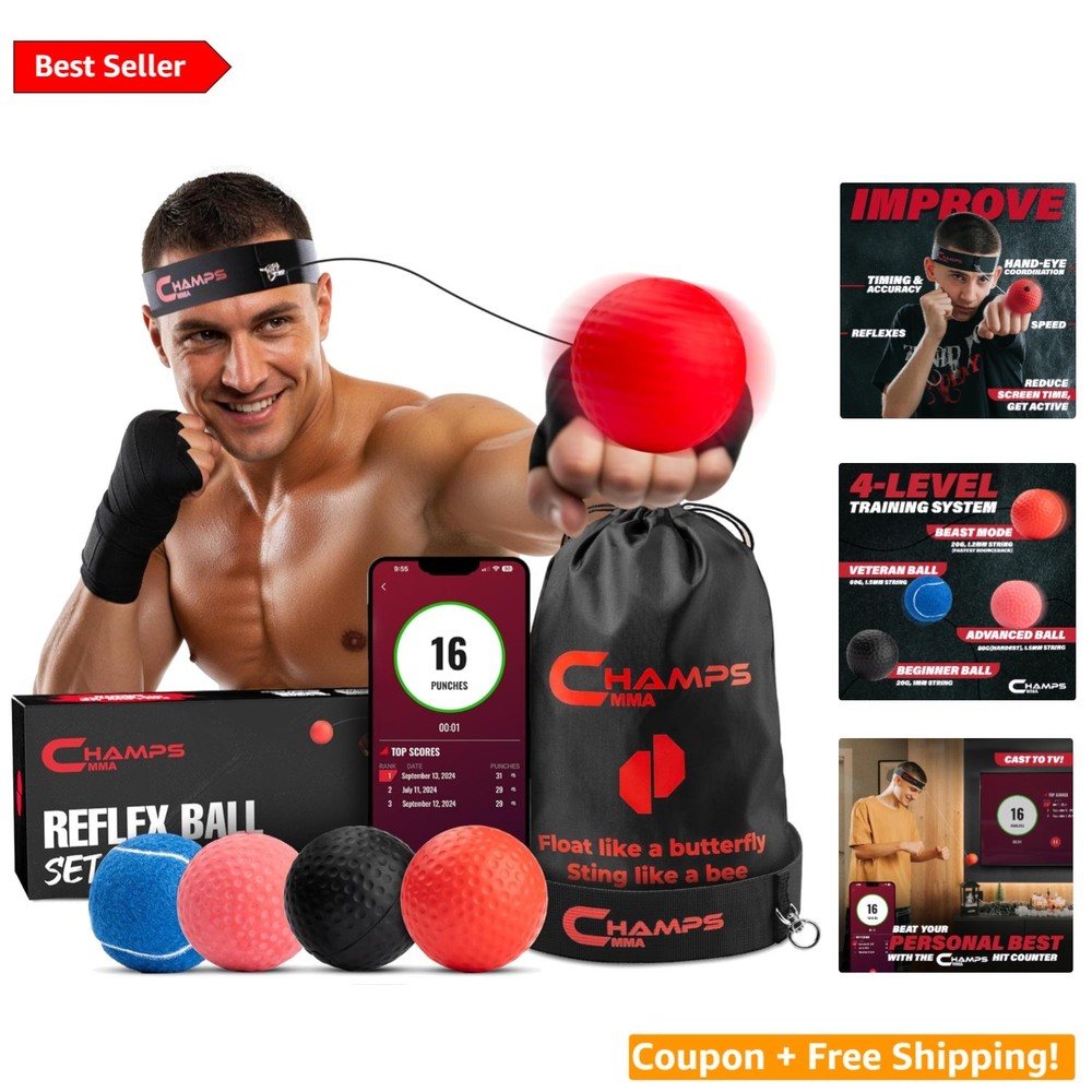 Complete Boxing Reflex Ball Set with App - Improve Speed & Coordination Easily
