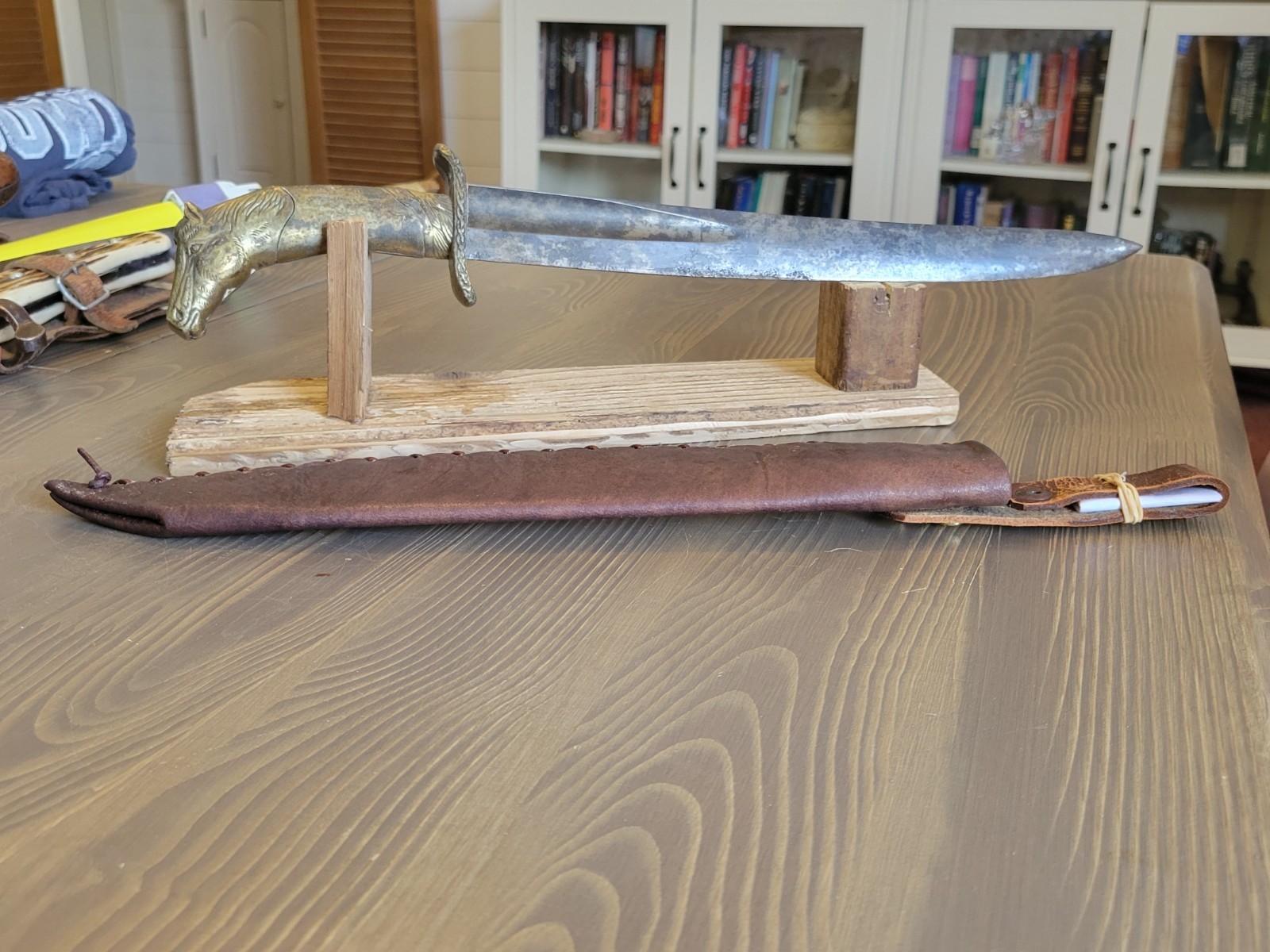 Custom Made Civil War Era Parts Brass Handle Fighting Knife & Custom Sheath