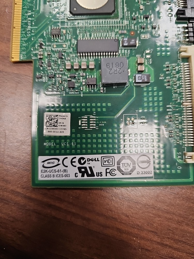 DELL POWEREDGE E2K-UCS-61-B JW063 SAS PCI-E RAID CONTROLLER CARD PERC 6/iR