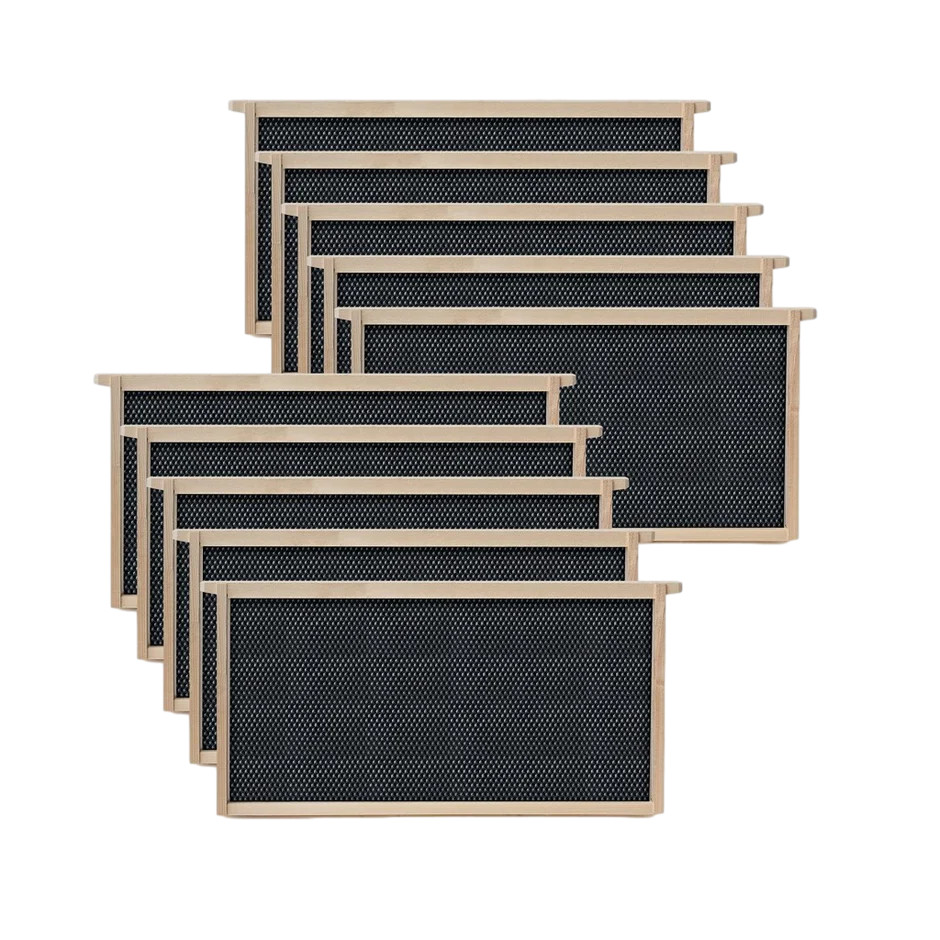 Deep Frames Langstroth BeeHive 10 PACK w 100% bees wax coated plastic foundation