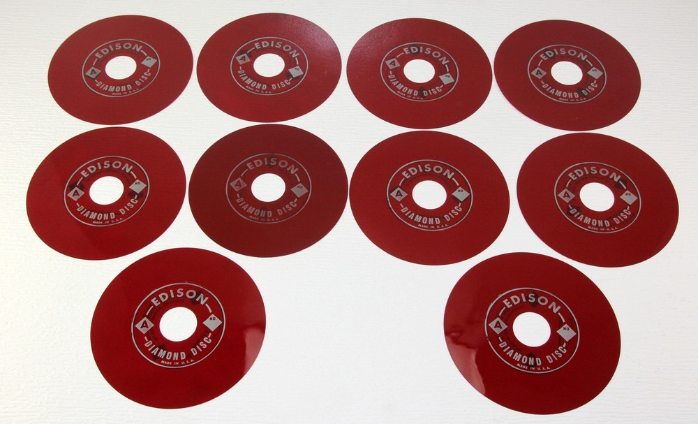 10 Vintage Thomas Edison Voicewriter Blank Ruby Red Translucent Diamond Discs