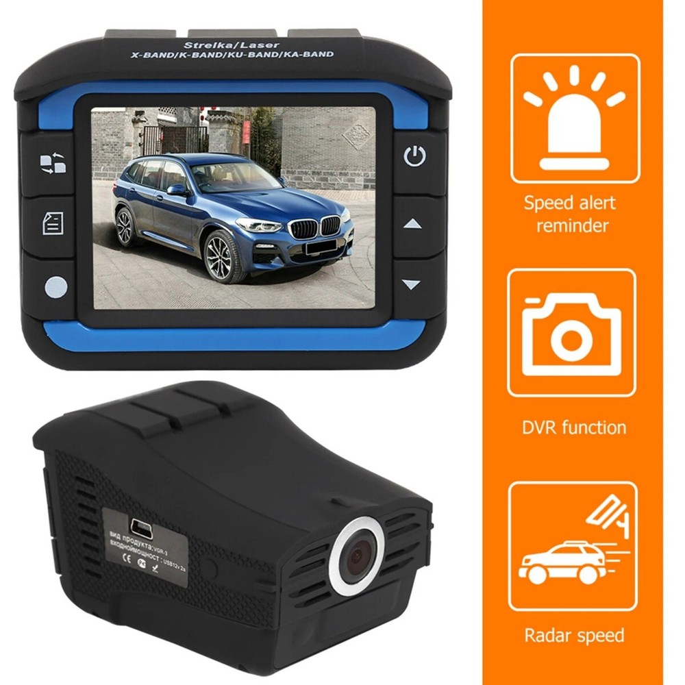 Car Multifunctional Dash Cam DVR with Full Frequency Radar Detector 2.0" Display