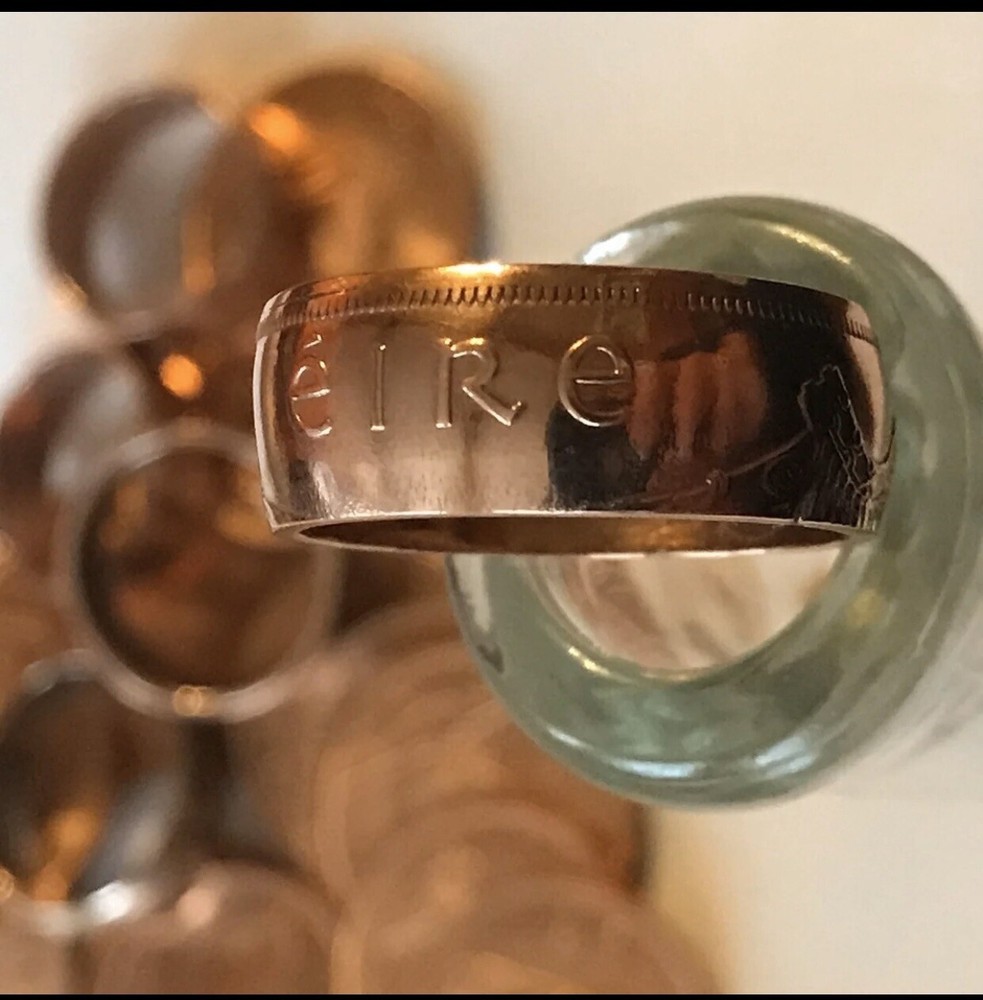 Coin Ring Ireland + one penny size 9.5