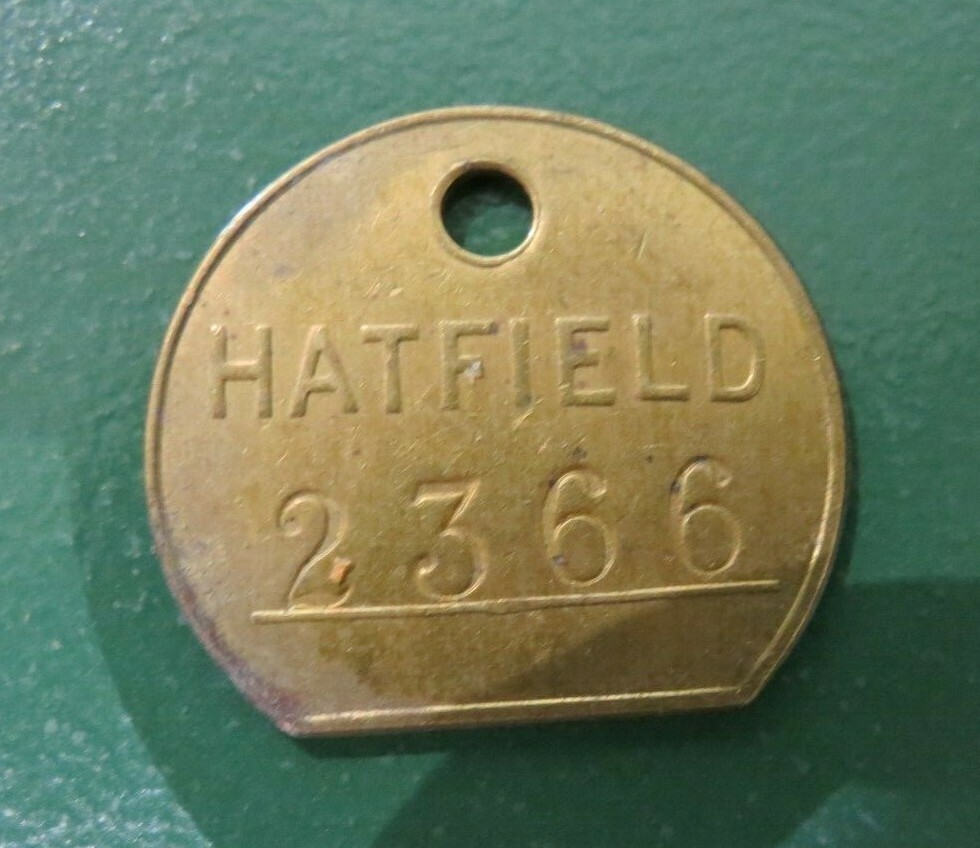 Colliery Pit Check Tally - marked HATFIELD 2366