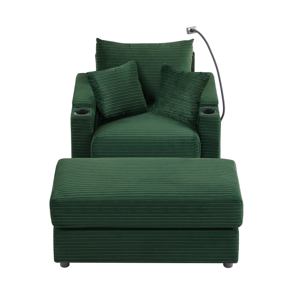 41.7" Modern Style Single Sofa Sofa Couch with Storage Space, A Movable Ottoman
