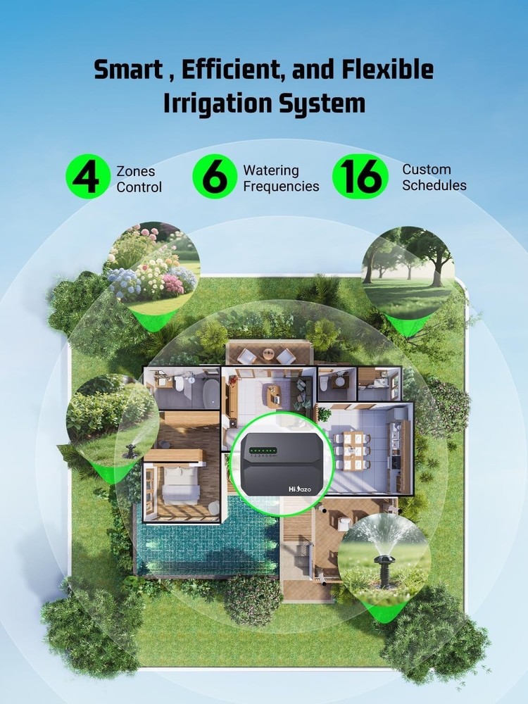 Smart WiFi Sprinkler Controller 6 Zone Irrigation System Weather Skip App
