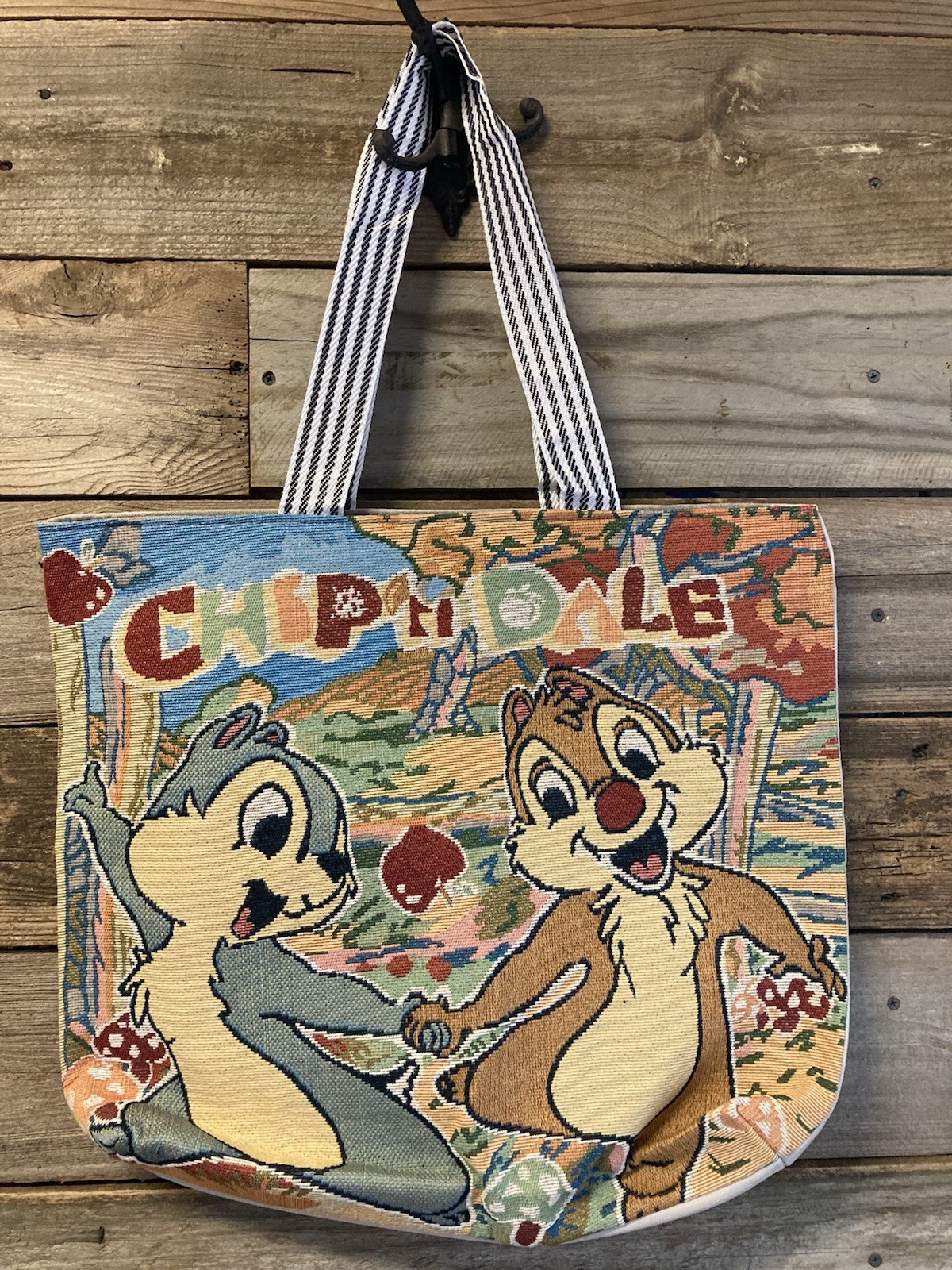 Chip 'n Dale Tote Bag Disney  Embroidery Canvas Tote -NEW