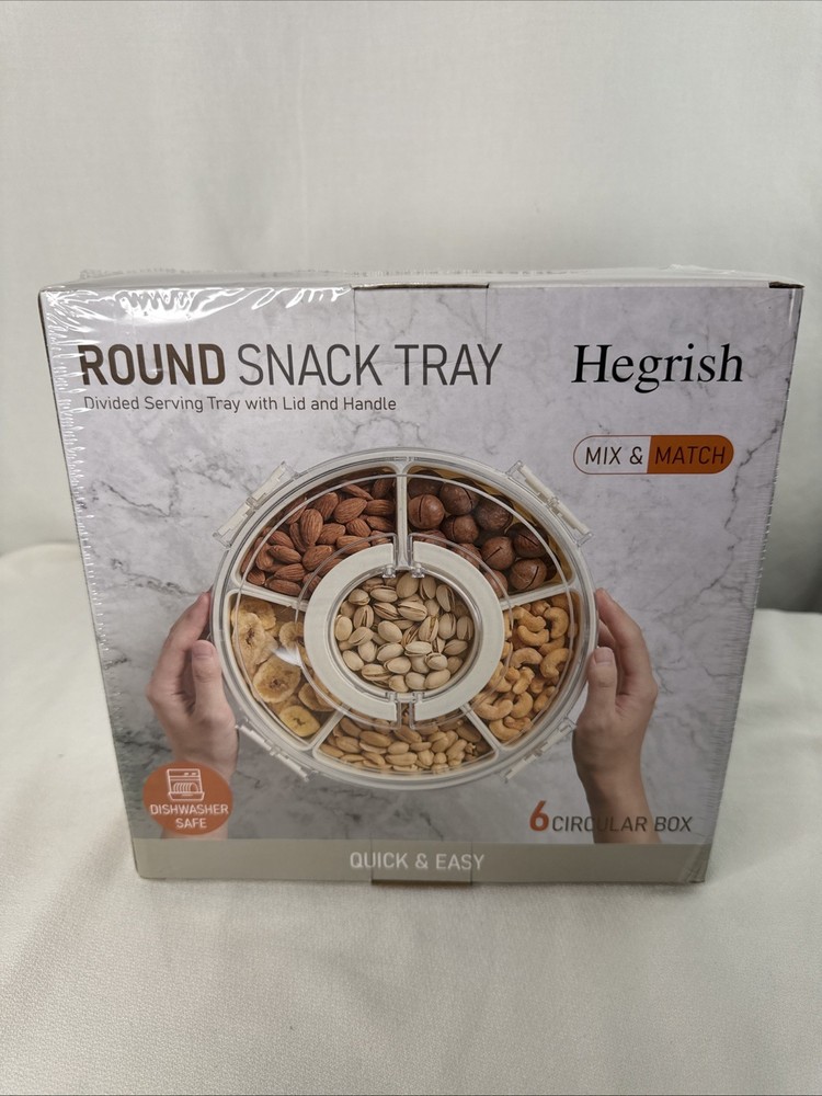Hegrish Round Plastic Snack Tray With Lid