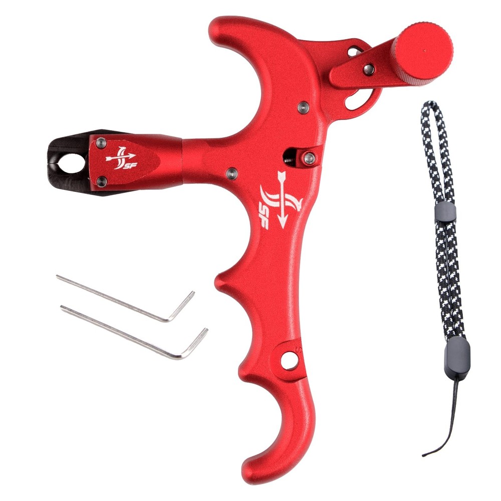 Bow Release for Compound Bow 4-Finger Archery Trigger, 360 Rotatable Thumb Aid