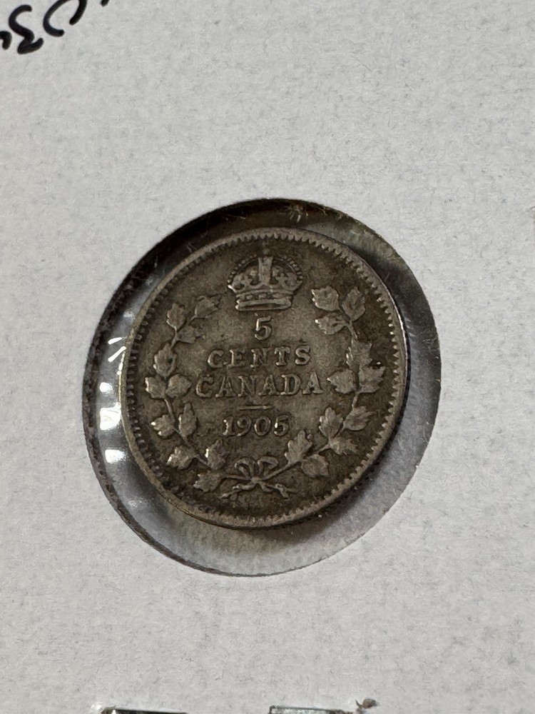 1905 Canada 5 Cents Silver Coin