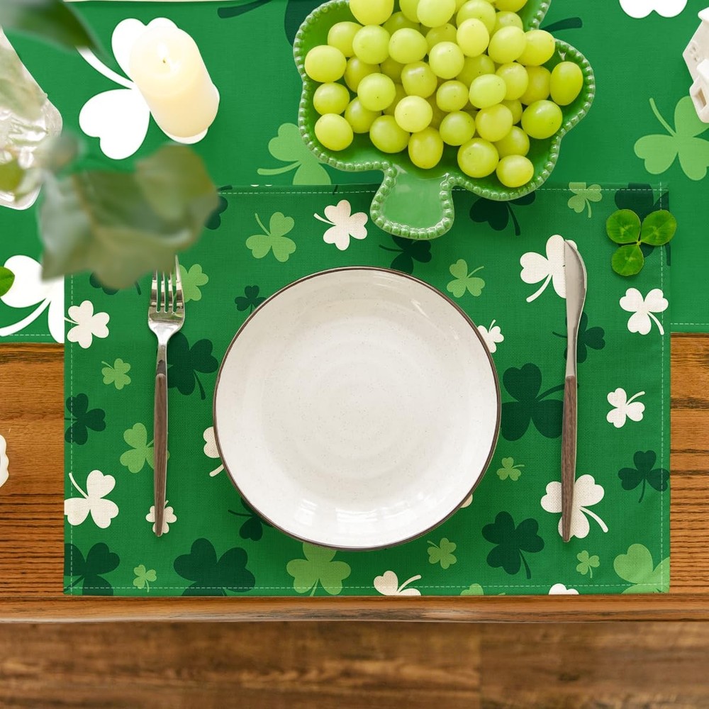 Artoid Mode Green Shamrock St. Patrick's 12" x 18", Rectangular 4 Pcs,