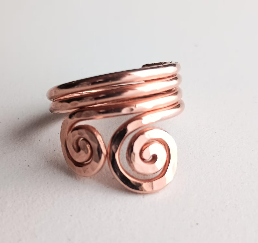 Solid Copper Minimalist Healing Handmade Unisex Ring, Spiral