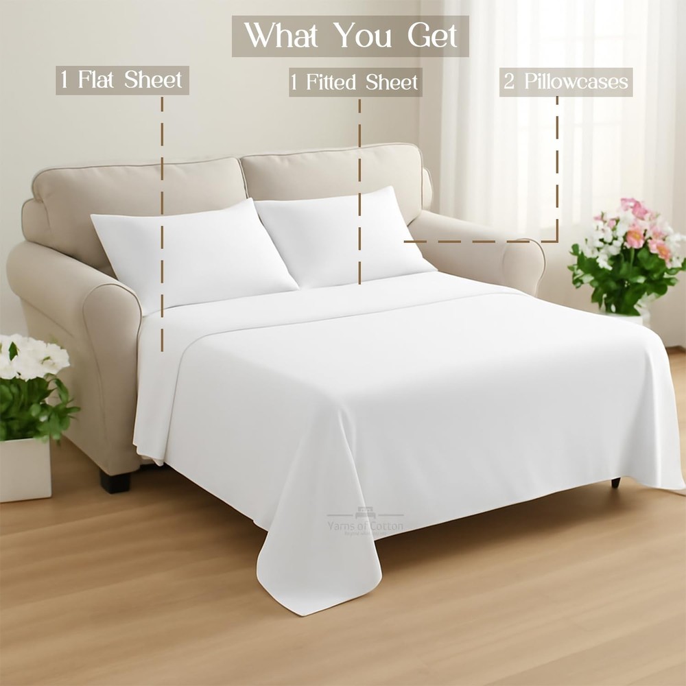 Sleeper Sofa Bed Set 4 PC's Sleeper Sofa 100% Brushed Microfiber Bedsheet, Ul...