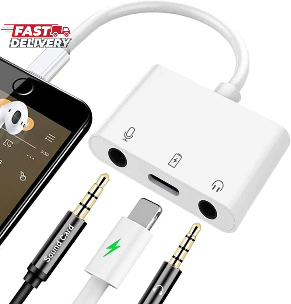 Iphone Microphone Adapter for Live-Streaming, Microphone & 3.5Mm Headphone Adapt