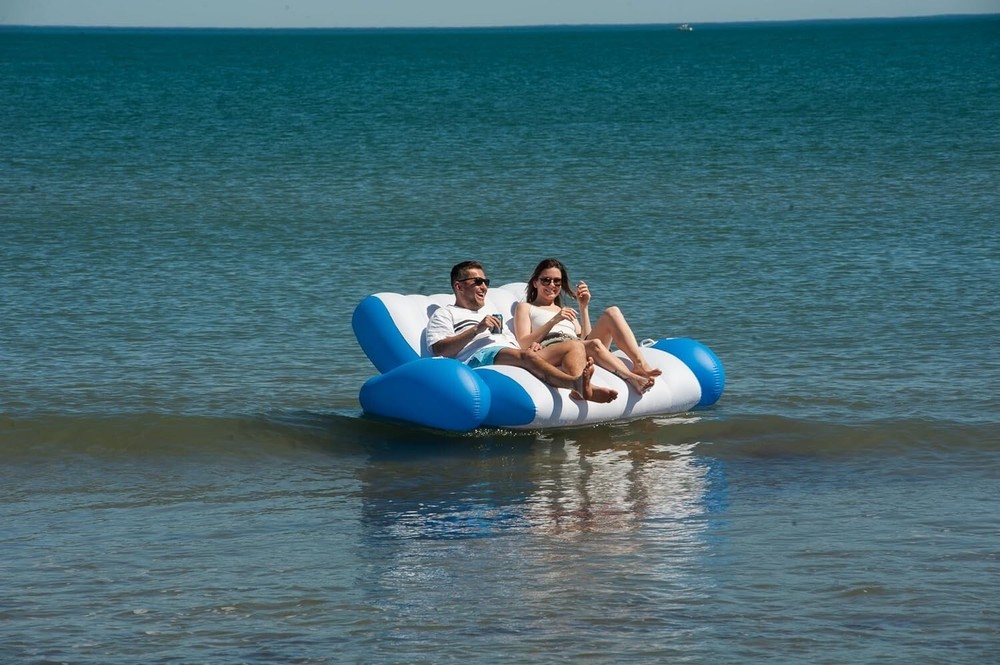Zone Tech Inflatable Recliner Pool Float Dry Duo Float Pool Lounger for 1 or 2