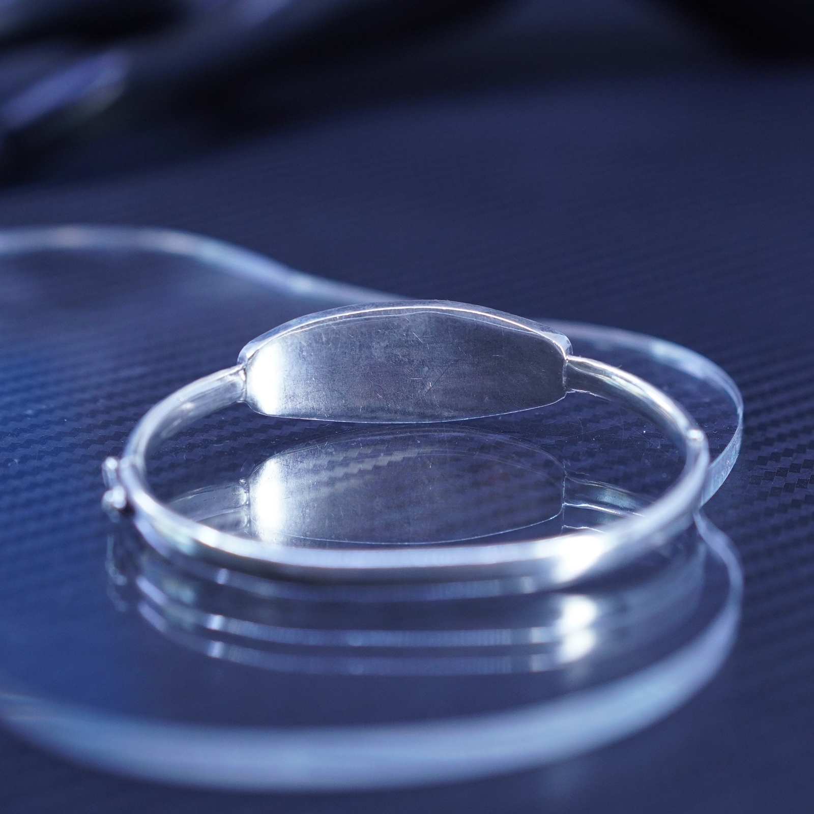 Mexican Sterling Silver 925 Hinged Bangle Bracelet 6.5 Black