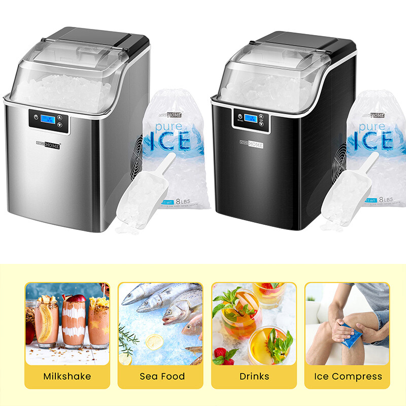44lbs/Day Electric Chewable Nugget Ice Cube Maker Machine Self-Clean Function