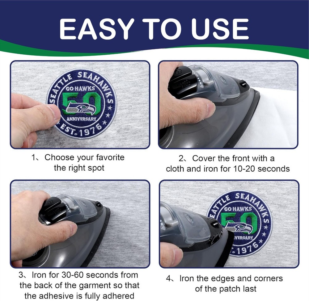 Seahawks 50th Anniversary Logo Iron On Patch - Sew Patch - Embroidered Patch