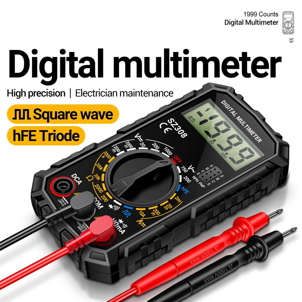 Digital Multimeter Voltmeter for AC DC Voltage Current Resistance and Diode Test