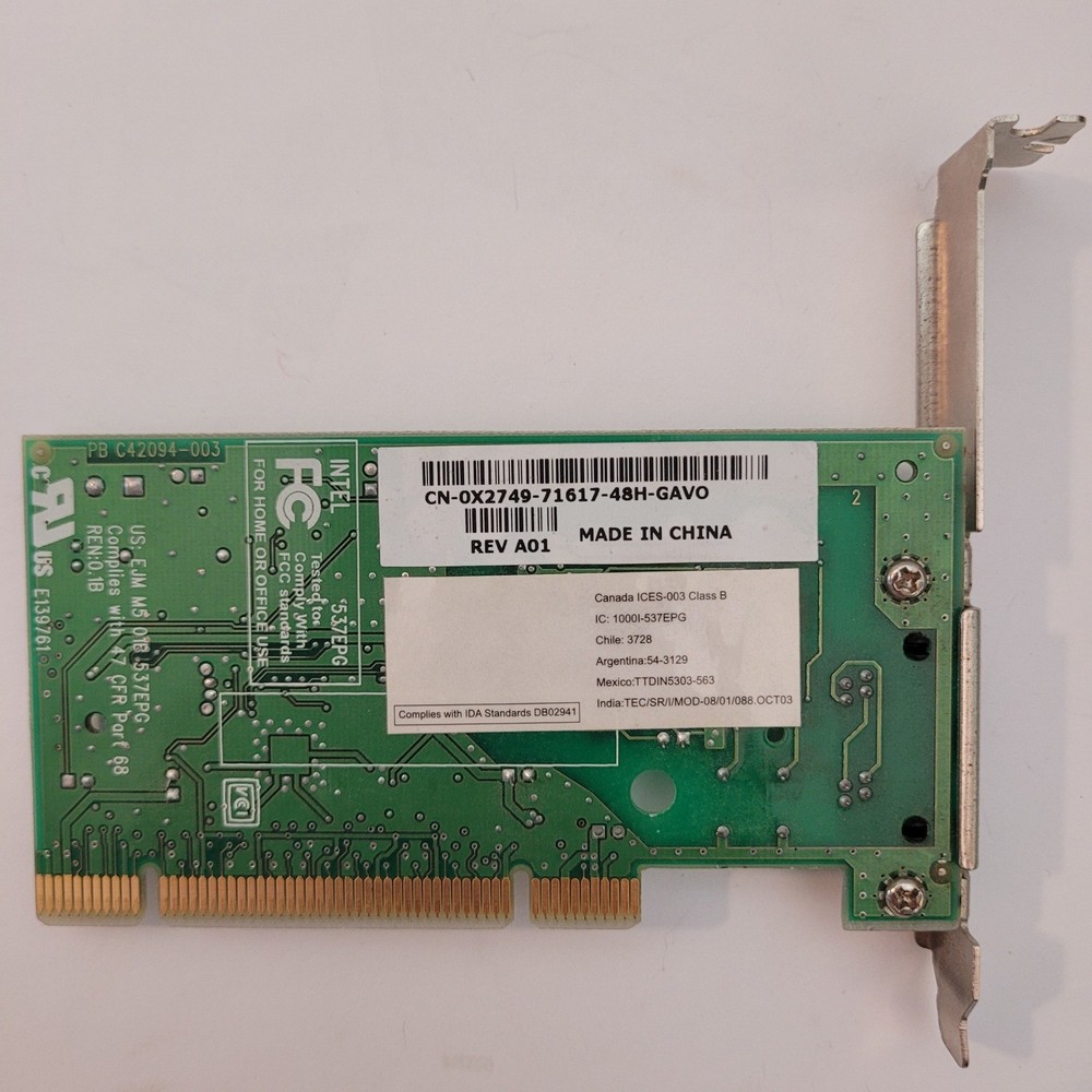 Intel 537EPG Dial-Up PCI Modem Card 0X2749 Internal Fax Data Networking