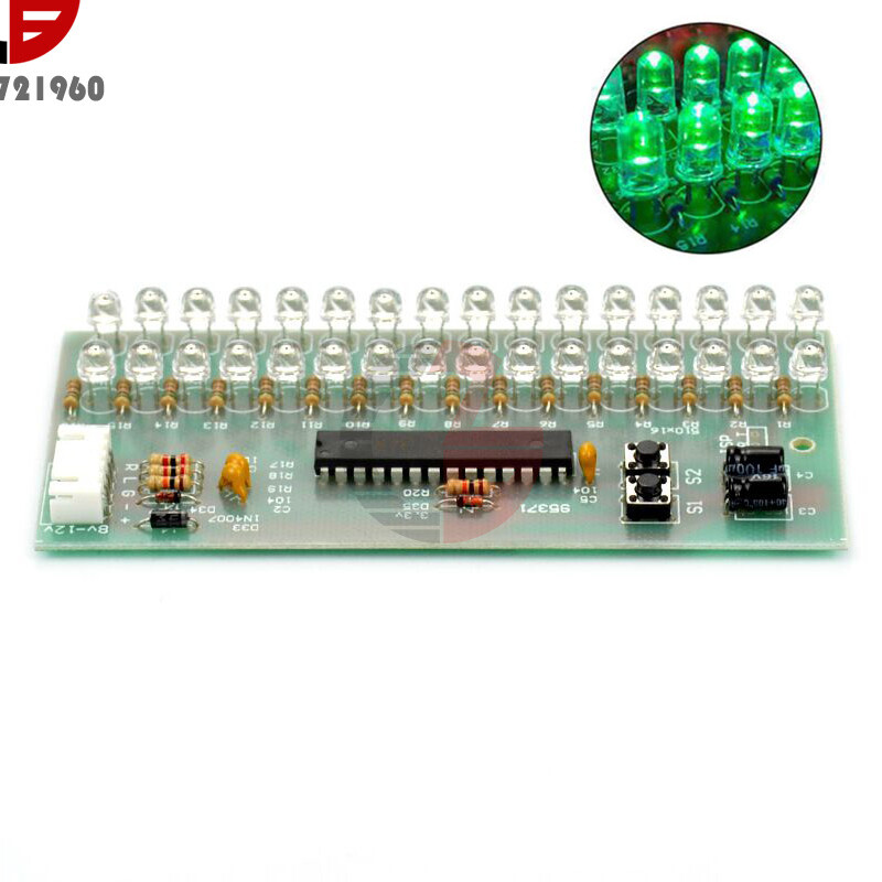16 LED 2-Channel MCU Adjustable Display Pattern LED VU Meter Level Indicator