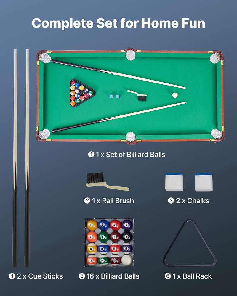 Folding Pool Table,Portable Billiards Tables, Foldable Space-Saving Entertainmen