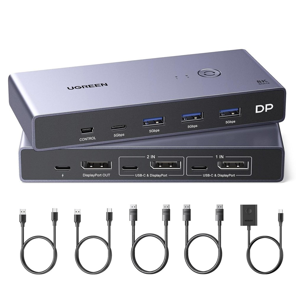 8K Displayport KVM Switch 2 Computers