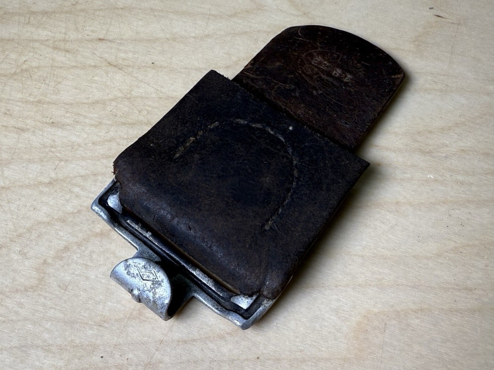 Original WW2 German Leather Strap Section with Aluminum Fitting – Dated 1938