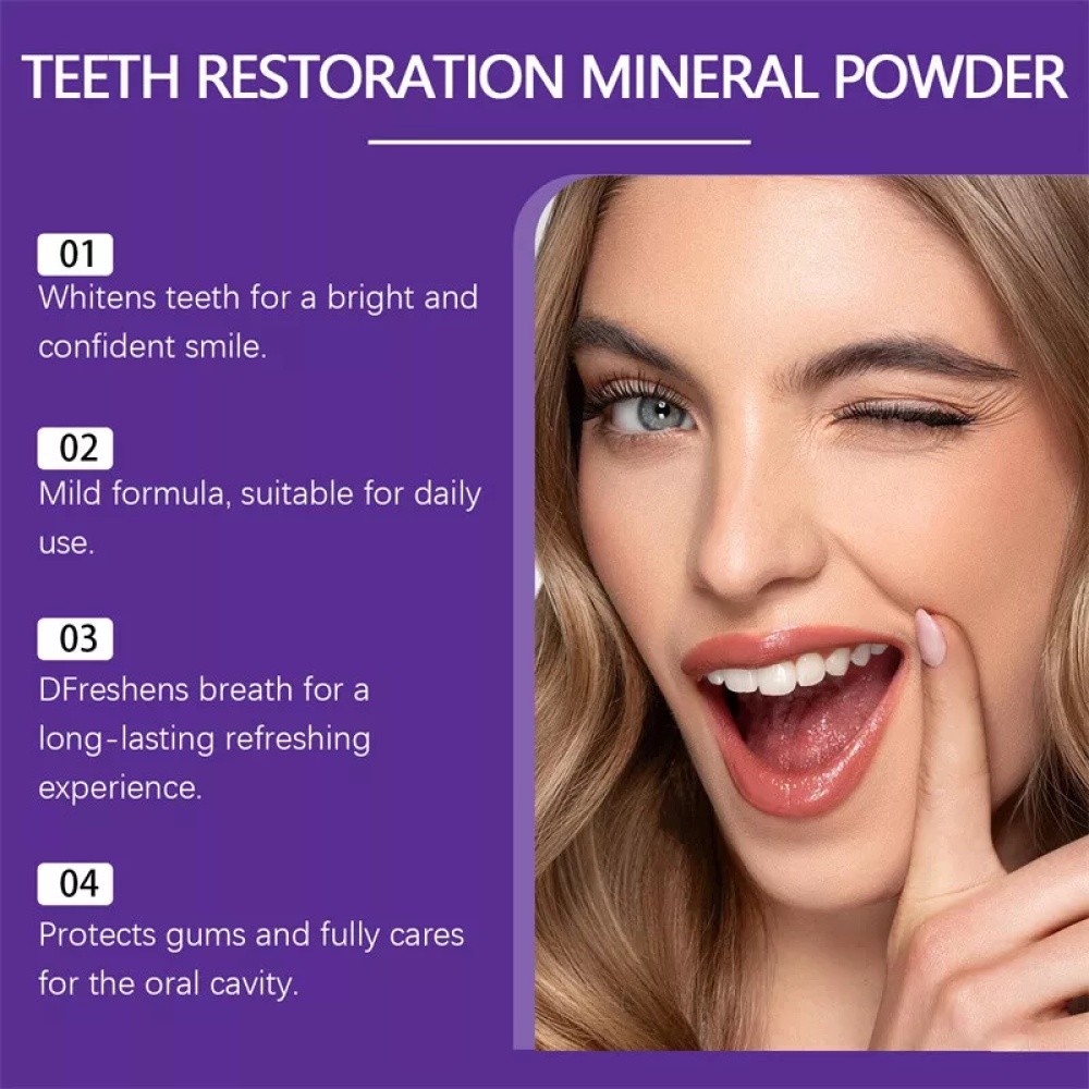 2X Purple Restoration Mineral Tooth Powder for Teeth Whitening Gum Strengthening