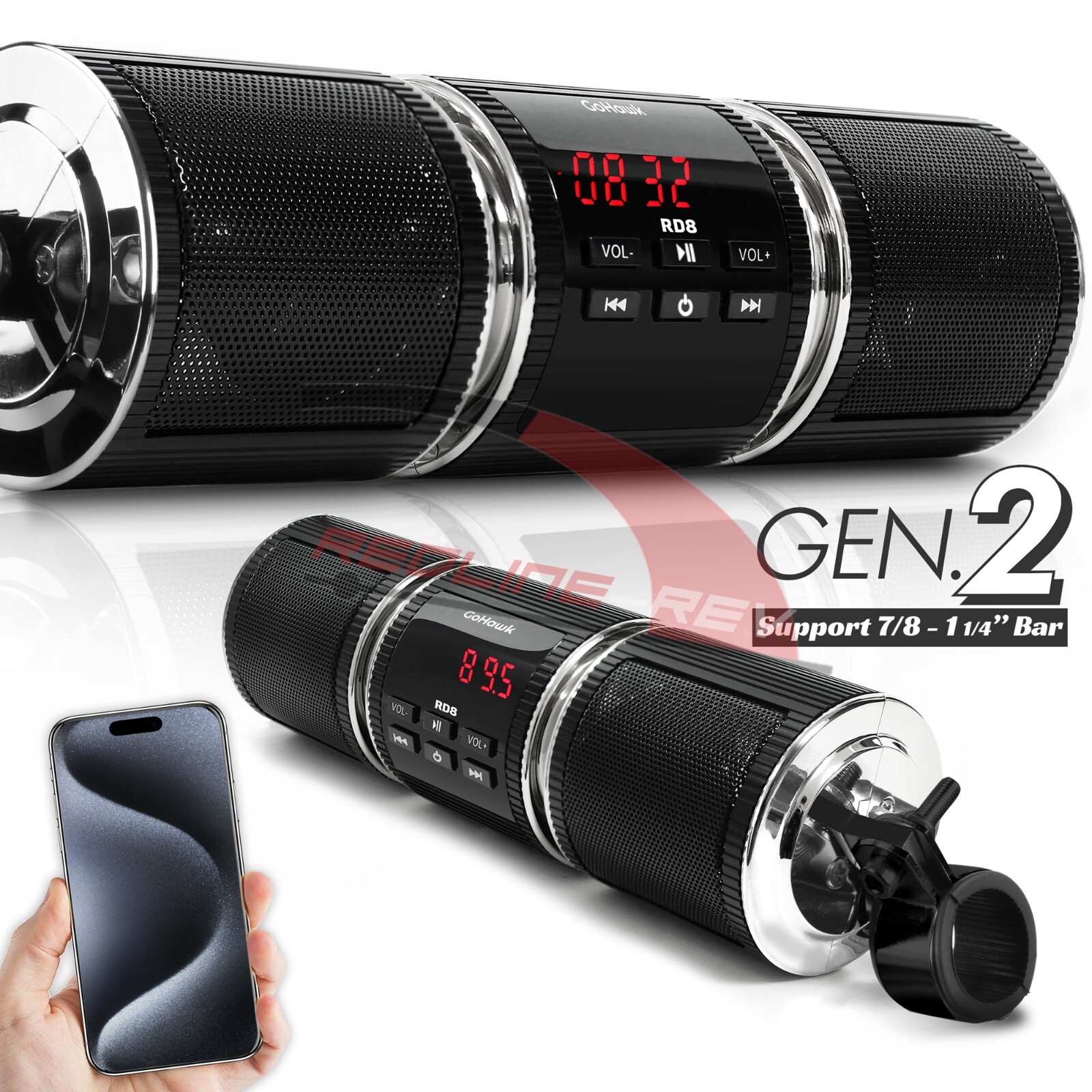 Motorcycle Stereo Speakers Audio System Bluetooth Amplifier Radio USB Waterproof