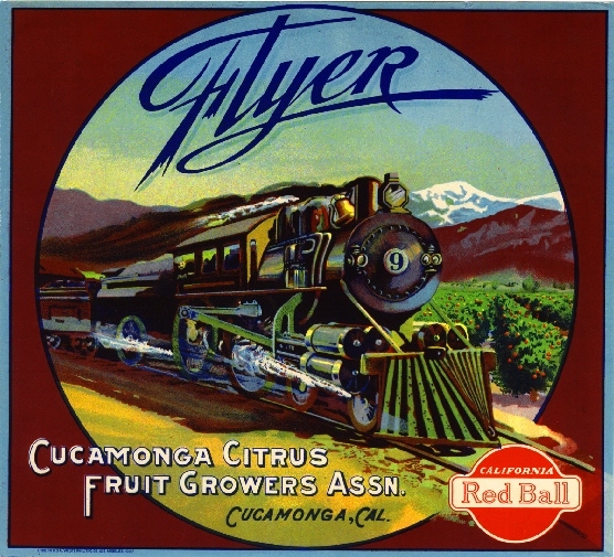 Cucamonga Flyer Train #1 Orange Citrus Fruit Crate Label Art Print