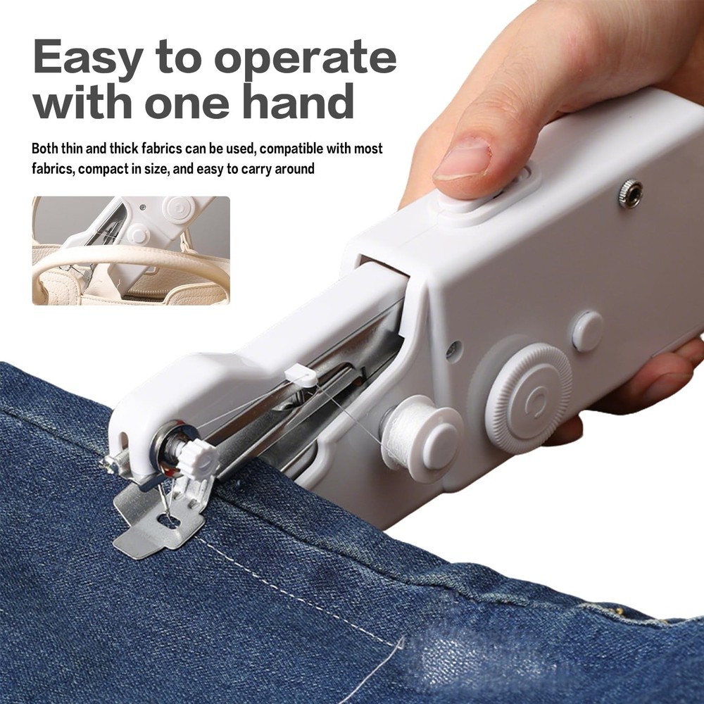 Adults - Mini Hand Held Sewing Stitching Machine for Beginners Machinewith St...