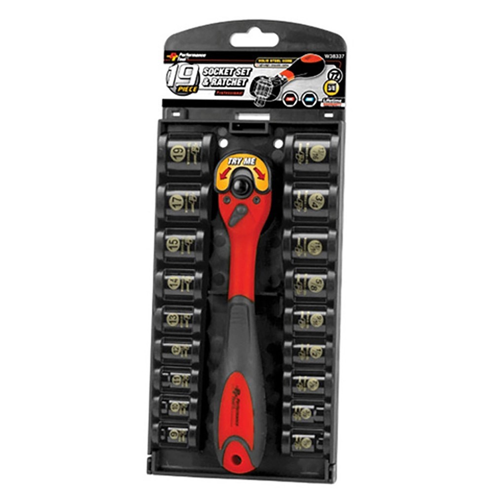 Performance Tool 3/8" DR Black Socket Set - 19-Piece W38337