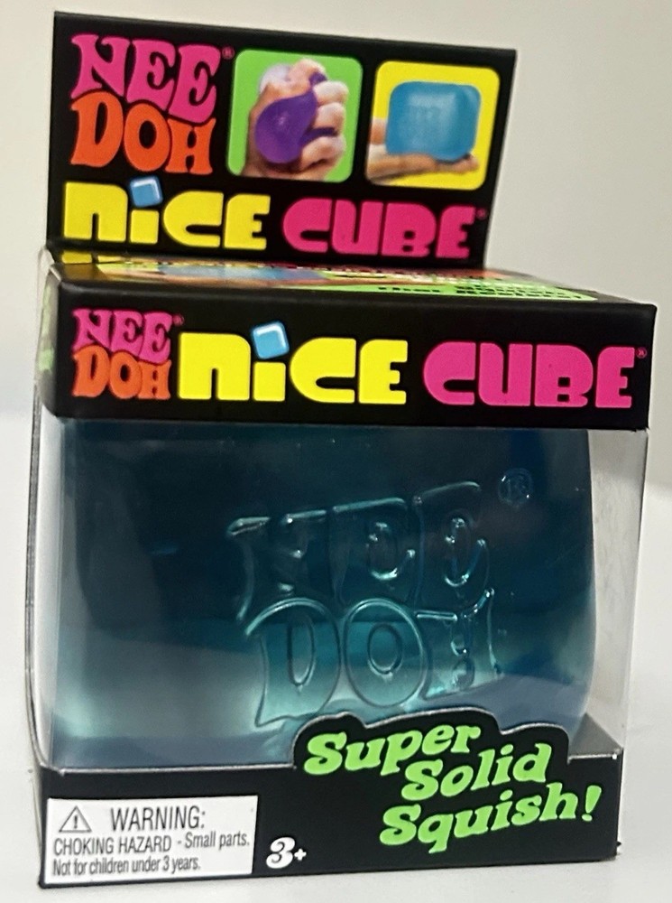 Viral NeeDoh Nice Cube Blue Super Solid Squish Stress Toy NEW