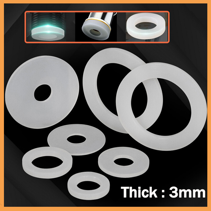 White Silicone Rubber Washer Seal Gaskets Flat O Ring High Temp Pad 3mm Thick
