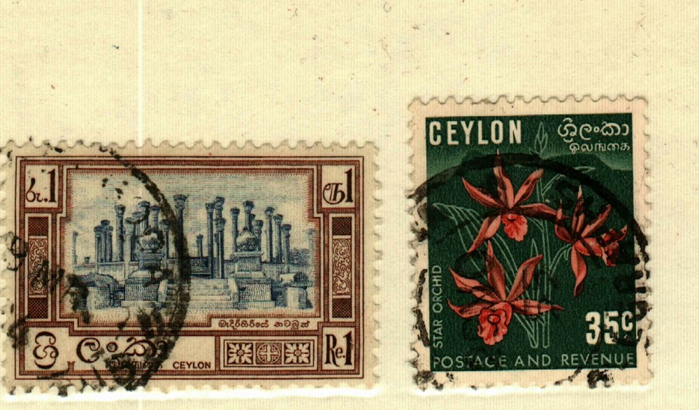Ceylon #312, 314 used  CV$1.95