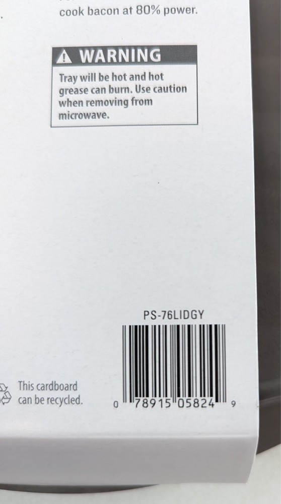 Prep Solutions Microwave Bacon Grill with Vented Cover Small - NEW