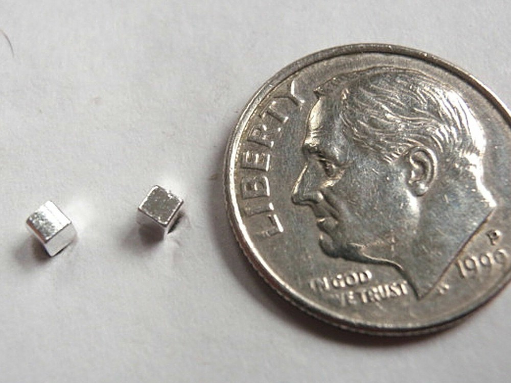 3mm Tiny Brushed Cube Square Stud Earrings 925 Sterling Silver Gift Box PE18