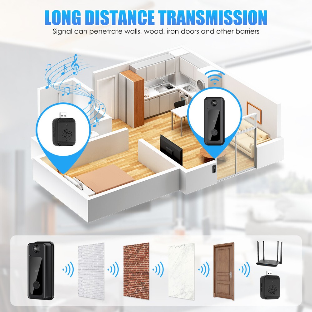 WiFi Smart Wireless Ring Doorbell Security Intercom Video Camera Door Bell Chime